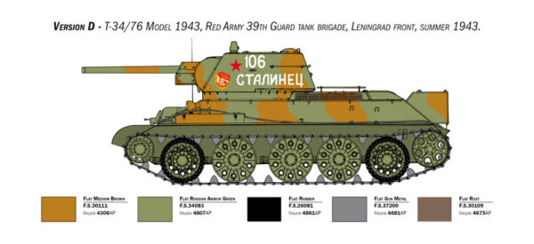 Italeri T-34/76 Model 1943 Premium Edition Tank 1/35 Scale 6570