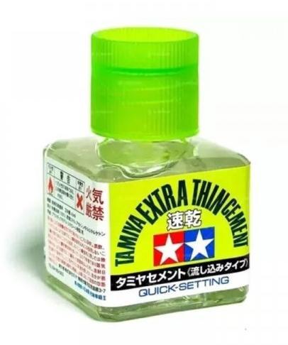 TAMIYA EXTRA THIN CEMENT QUICK SETTING 40 ml LIME GREEN CAP QUICK DRY