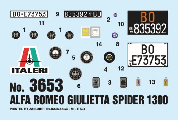 Italeri Alfa Romeo Giulietta Spider 1300 1/24 Scale 3653