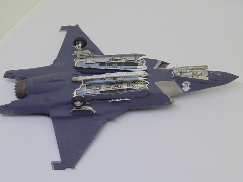 Overhead view of completed bays in light box