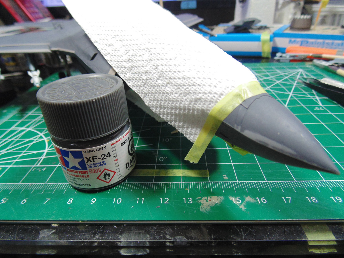 Tamiya XF-24 next to masked nose area