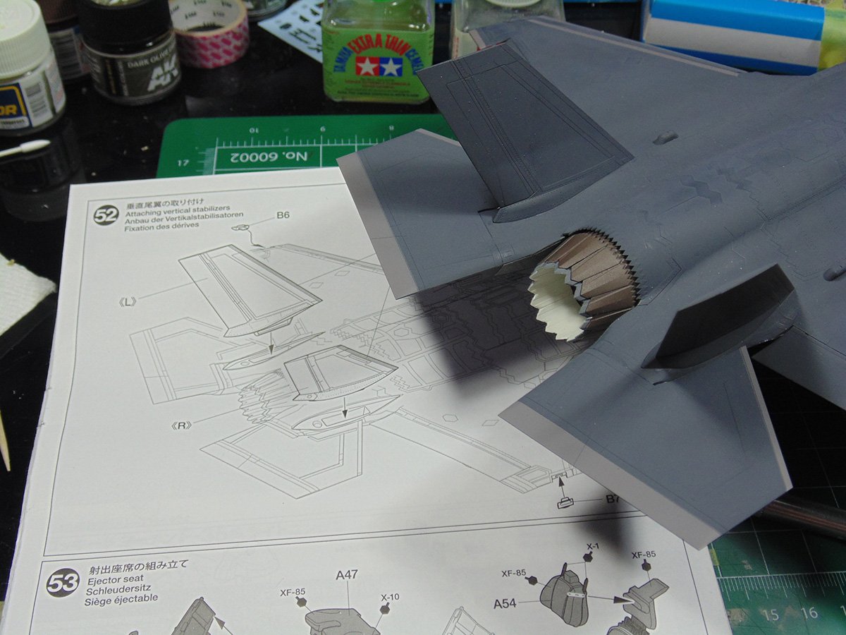 Tail end of model assembled
