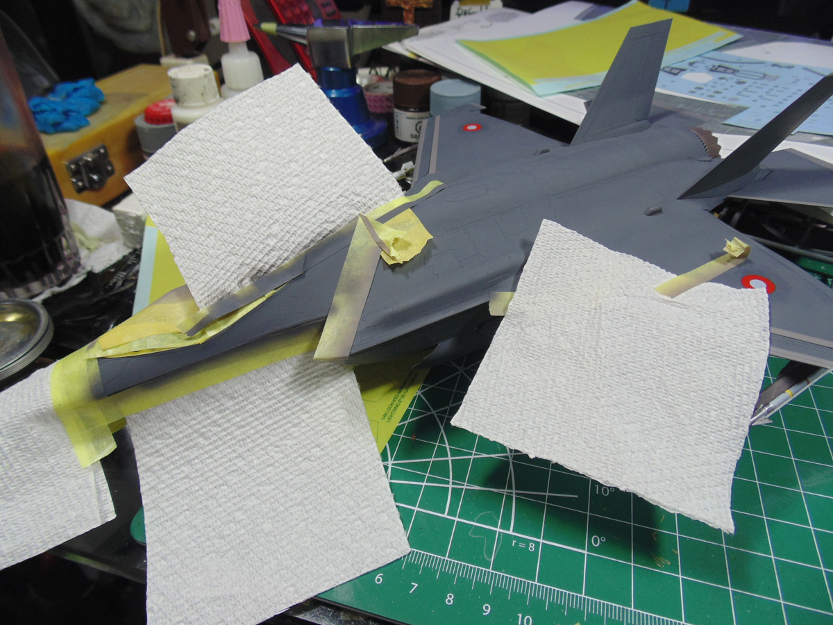 Masked off areas with Mr Hobby and Tamiya tape