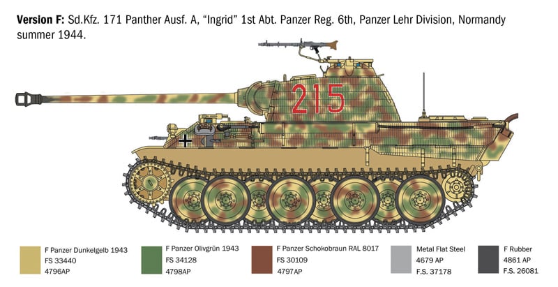 イタレリ　Sd. Kfz. 171 Panther Ausf A 1:35 Italeri Sd Kfz 171 Panther Tank Ausf. A 1/35 Scale 270