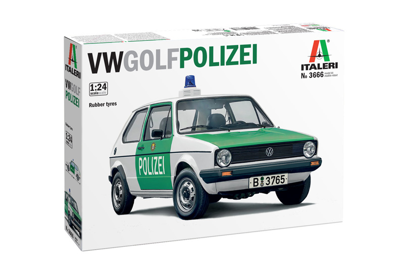 Italeri VW Golf Polizei Model with Rubber Tires 1/24 Scale 3666