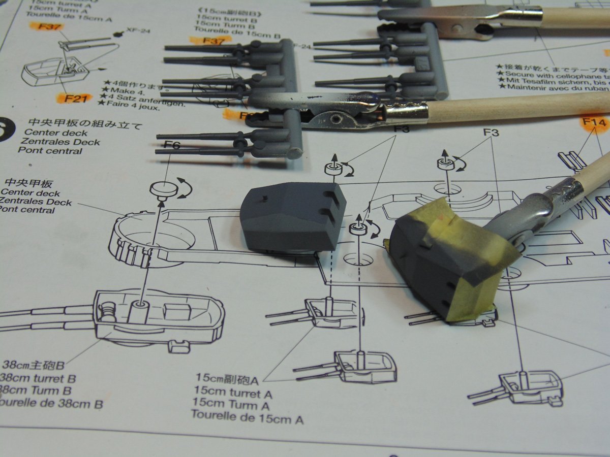 150-millimetre gun turrets masked and unmasked