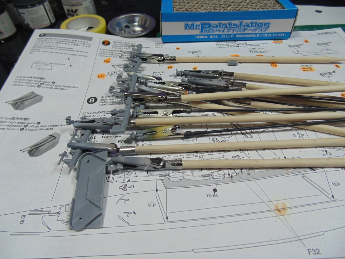 Parts on sticks over step 8