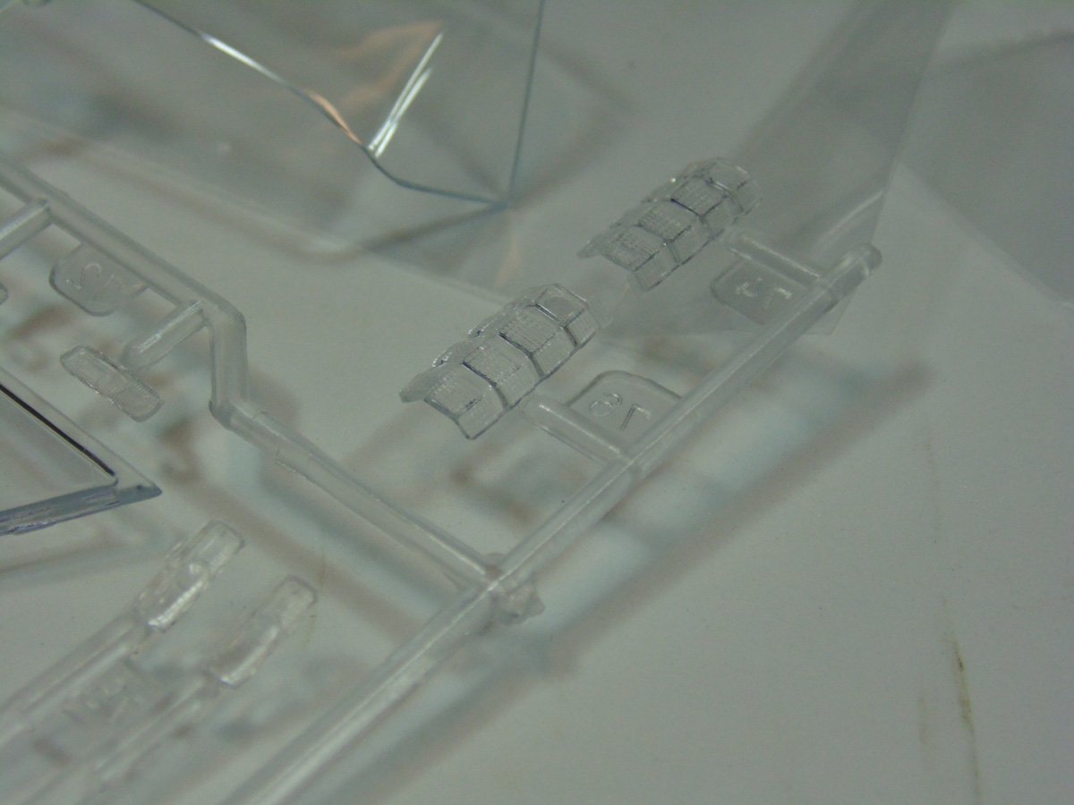 A close-up of the clear parts