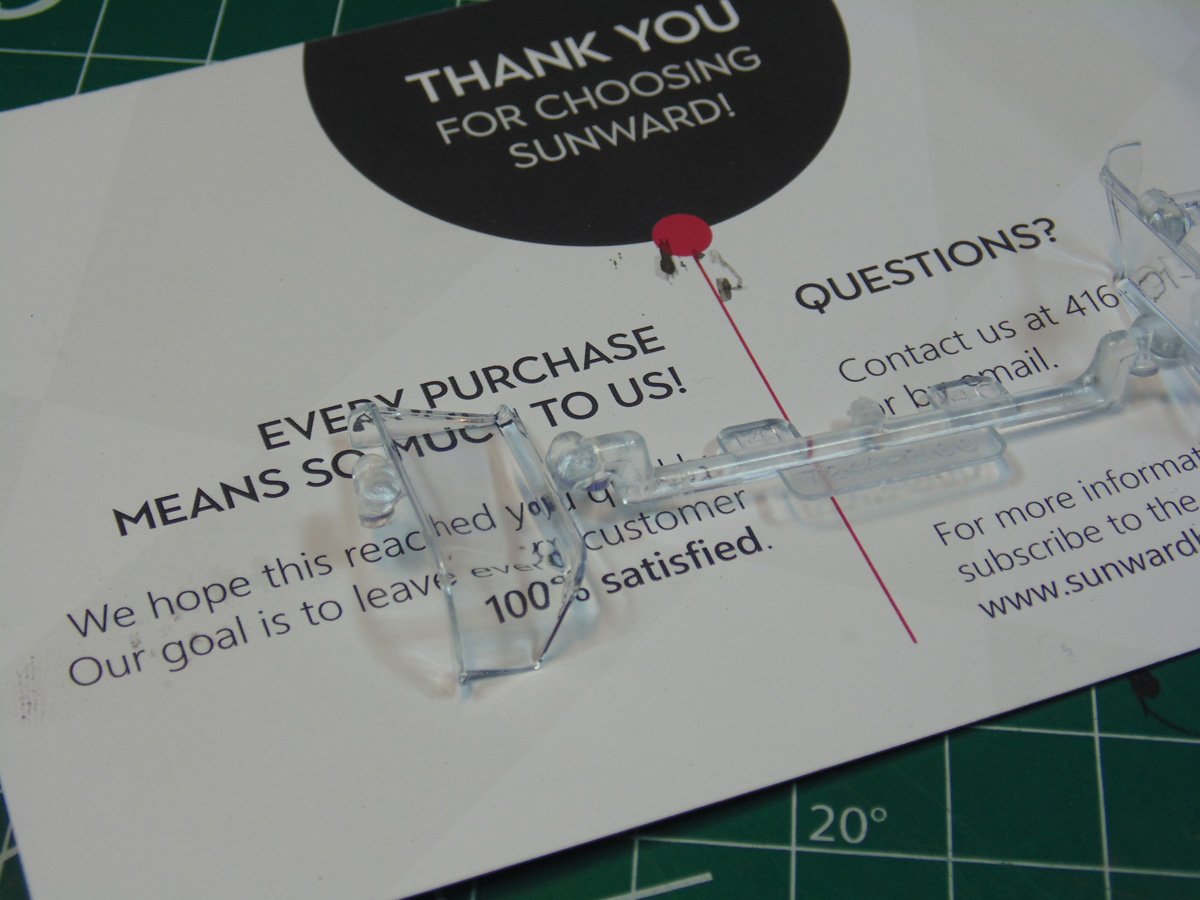 Clear parts above a Sunward card
