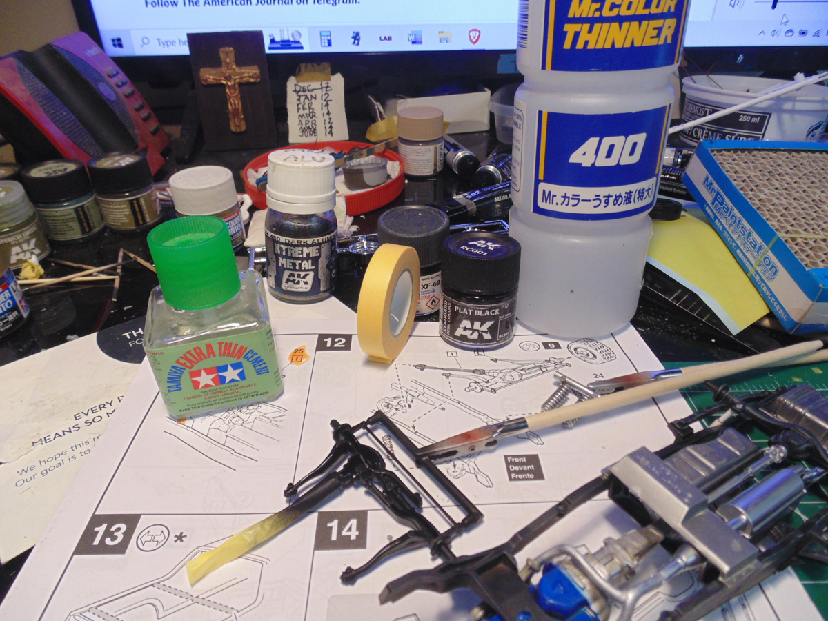 Front suspension parts are painted 