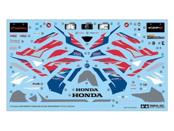 Decals Tamiya Honda CBR1000RR-R Fireblade SP 30th Anniversary 1/12 Scale 14141