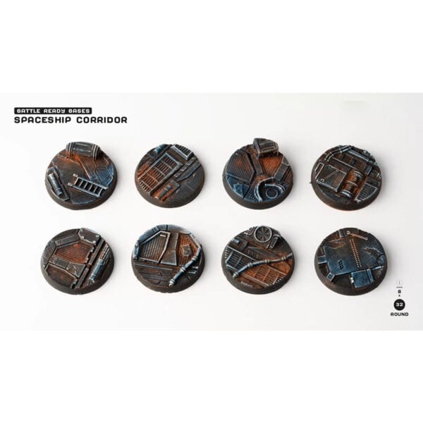 Gamers Grass Spaceship Corridor Bases Round 32mm Pack of 8 GGB-SPR32