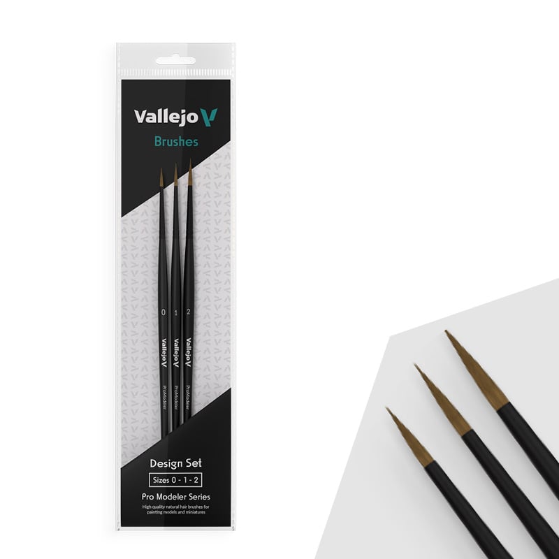 Vallejo Design Brush Set Natural Hair 0 1 and 2 Pro Model B01991