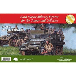 Plastic Soldier Company Allied M3 Halftrack Set of 3 Vehicles and 24 Crew Figures 1/72 Scale PSC WW2V20012