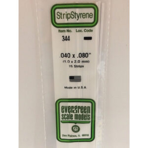 Evergreen 24 inch Long White Strips .040in x .080in Pack of 15 EVE 344