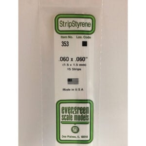Evergreen 24 inch Long White Strips .060in x .060in Pack of 15 EVE 353