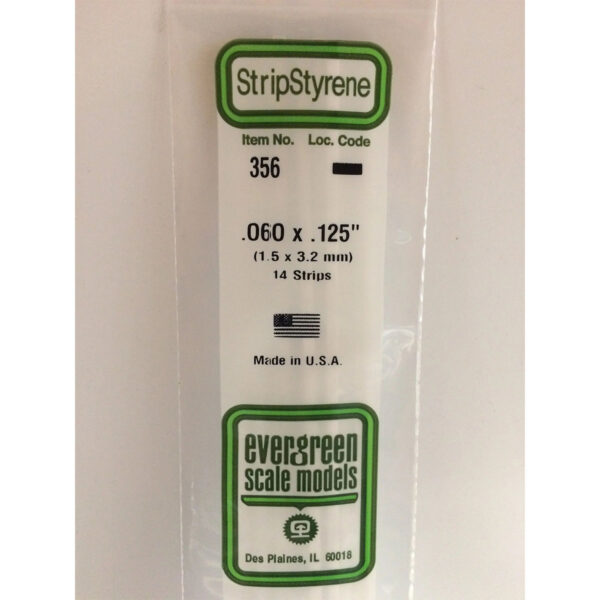 Evergreen 24 inch Long White Strips .060in x .125in Pack of 14 EVE 356