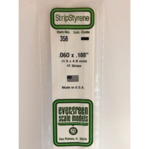 Evergreen 24 inch Long White Strips .060in x .188in Pack of 12 EVE 358