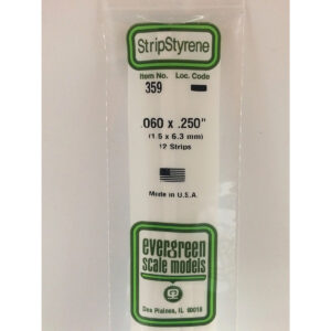 Evergreen 24 inch Long White Strips .060in x .250in Pack of 12 EVE 359