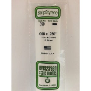 Evergreen 24 inch Long White Strips .060in x .250in Pack of 12 EVE 359