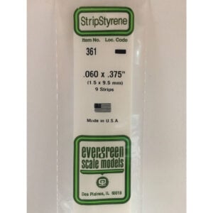 Evergreen 24 inch Long White Strips .060in x .375in Pack of 9 EVE 361