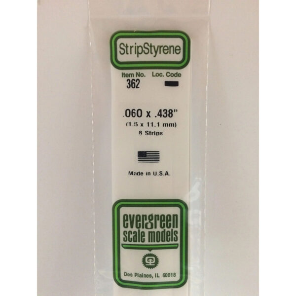 Evergreen 24 inch Long White Strips .060in x .438in Pack of 8 EVE 362