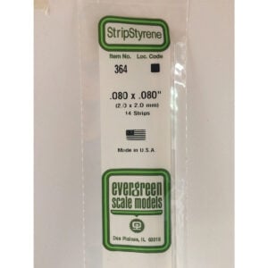 Evergreen 24 inch Long White Strips .080in x .080in Pack of 14 EVE 364