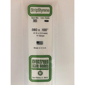 Evergreen 24 inch Long White Strips .080in x .100in Pack of 12 EVE 365