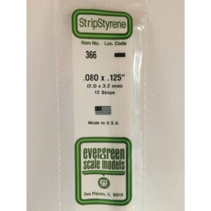 Evergreen 24 inch Long White Strips .080in x .125in Pack of 12 EVE 366