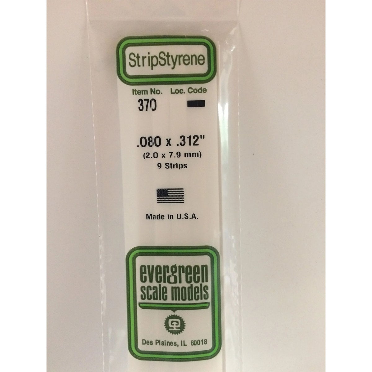 Evergreen 24 inch Long White Strips .080in x .312in Pack of 9 EVE 370