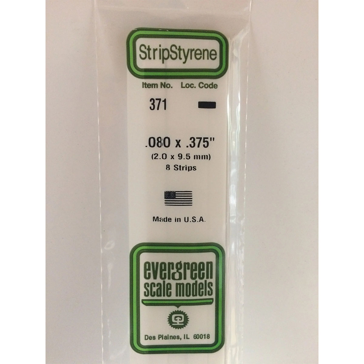 Evergreen 24 inch Long White Strips .080in x .375in Pack of 8 EVE 371