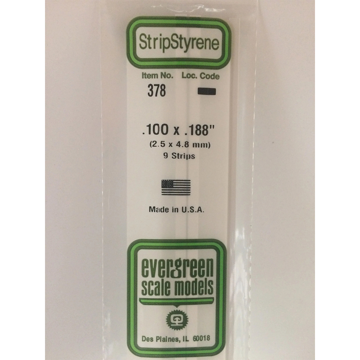 Evergreen 24 inch Long White Strips .100in x .188in Pack of 9 EVE 378