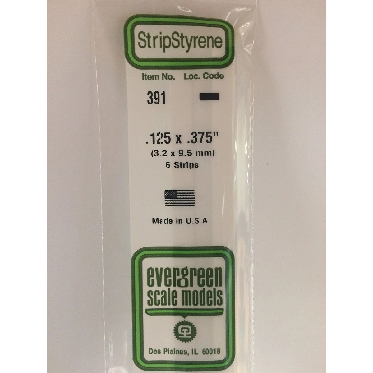 Evergreen 24 inch Long White Strips .125in x .375in Pack of 6 EVE 391