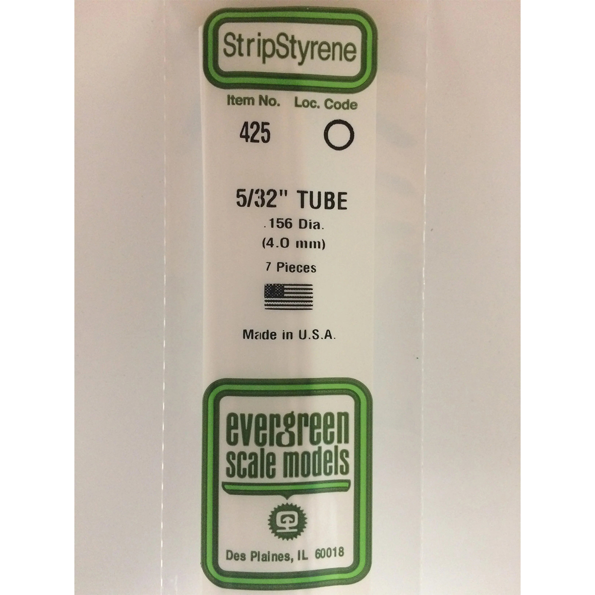Evergreen 24 inch Long White Tubing .156in Pack of 7 EVE 425