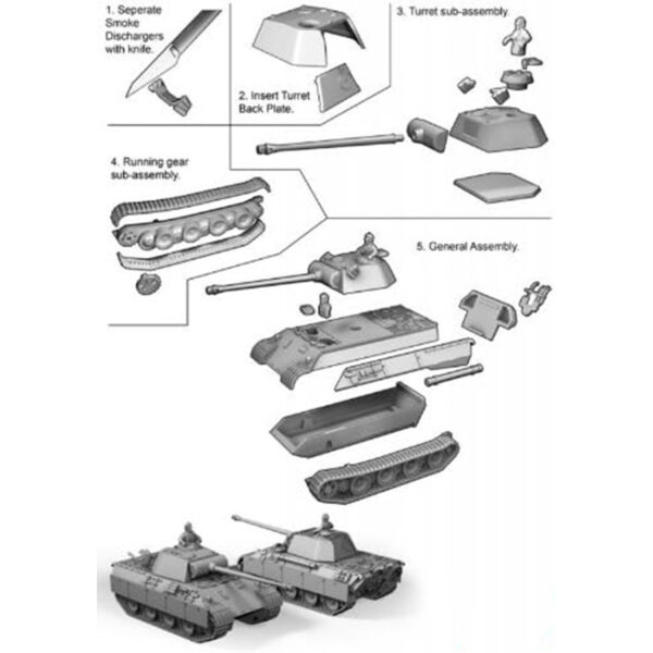 Plastic Soldier Company German Panther Tank Set of 5 Vehicles 15MM PSC WW2V15012