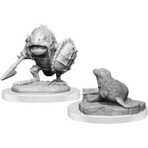Wizkids D&D Nolzurs Marvelous Unpainted Miniatures Wave 20 Locathah and Seal 90418