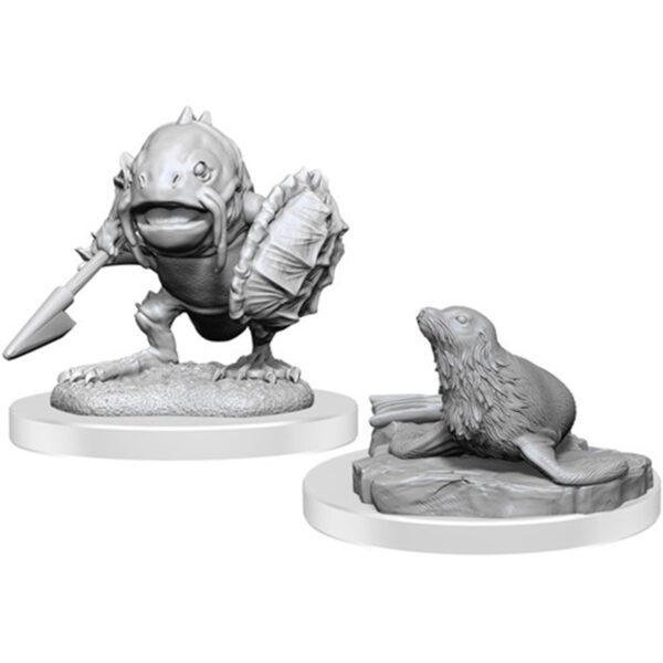 Wizkids D&D Nolzurs Marvelous Unpainted Miniatures Wave 20 Locathah and Seal 90418