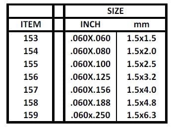 Evergreen Stripe Size Chart