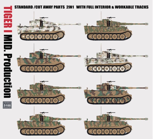 RyeField Model Tiger I Mid Production 2in1 Cutawya 1/35 Scale RM-5100