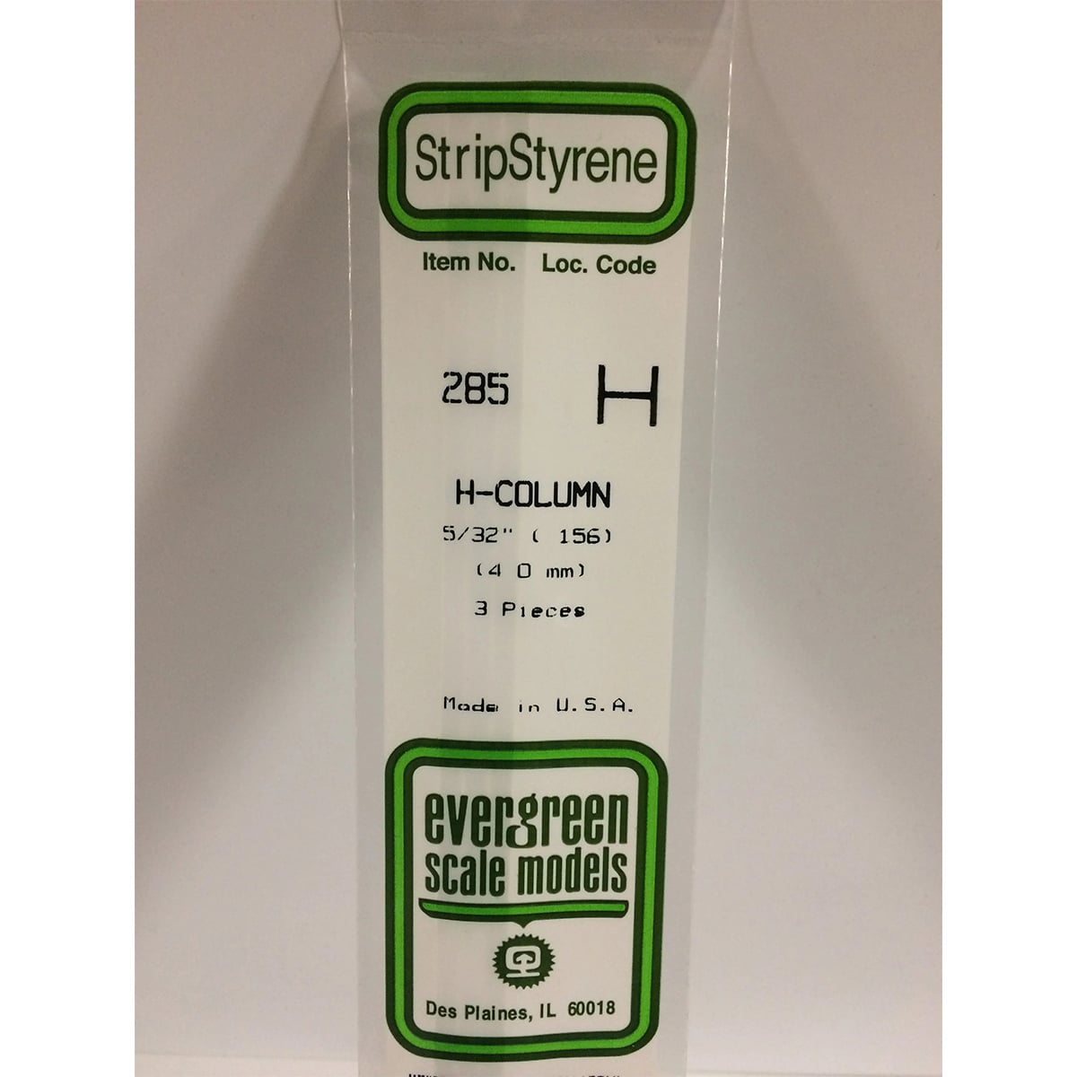 Evergreen H Column .156 inch Opaque White Polystyrene Bulk Pack of 15 EVE 5285