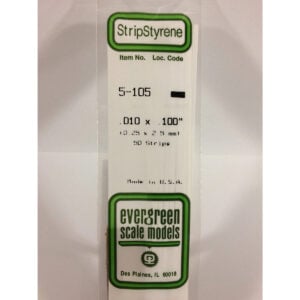 Evergreen .010 x .100 inch Opaque White Polystyrene Strip Bulk Pack of 50 EVE 5105