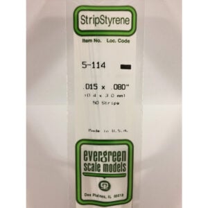 Evergreen .015 x .080 inch Opaque White Polystyrene Strip Bulk Pack of 50 EVE 5114
