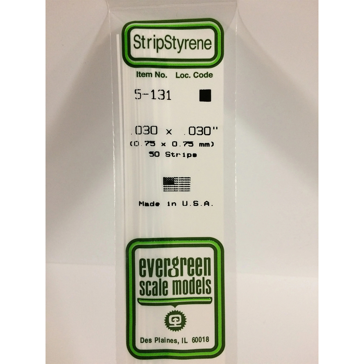 Evergreen .030 x .030 inch Opaque White Polystyrene Strip Bulk Pack of 50 EVE 5131