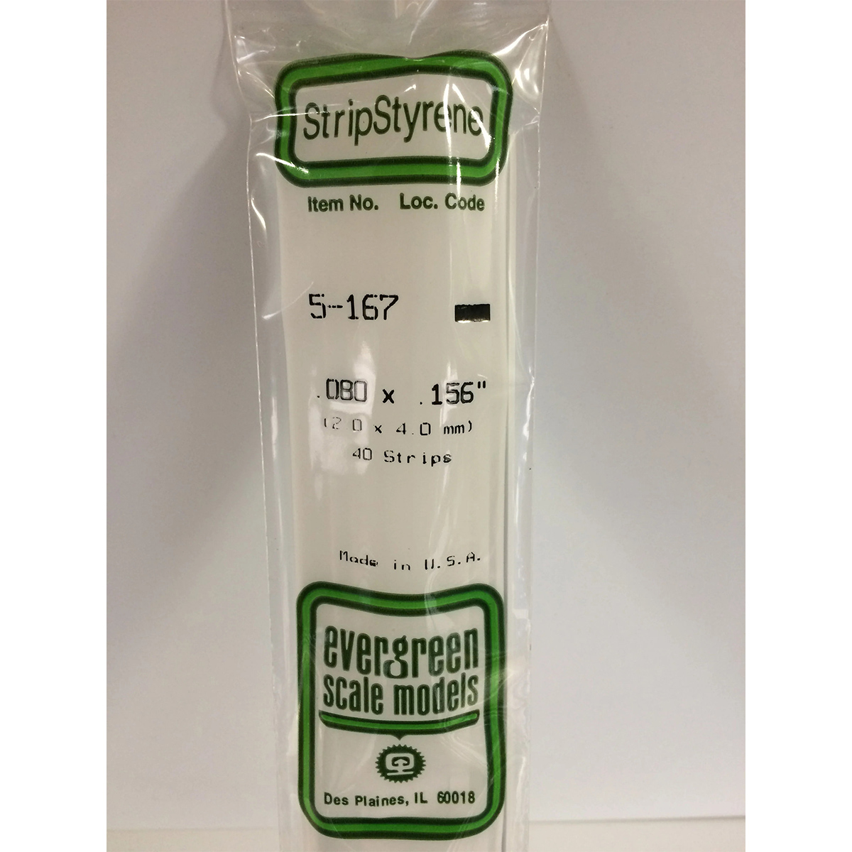 Evergreen .080 x .156 inch Opaque White Polystyrene Strip Bulk Pack of 40 EVE 5167