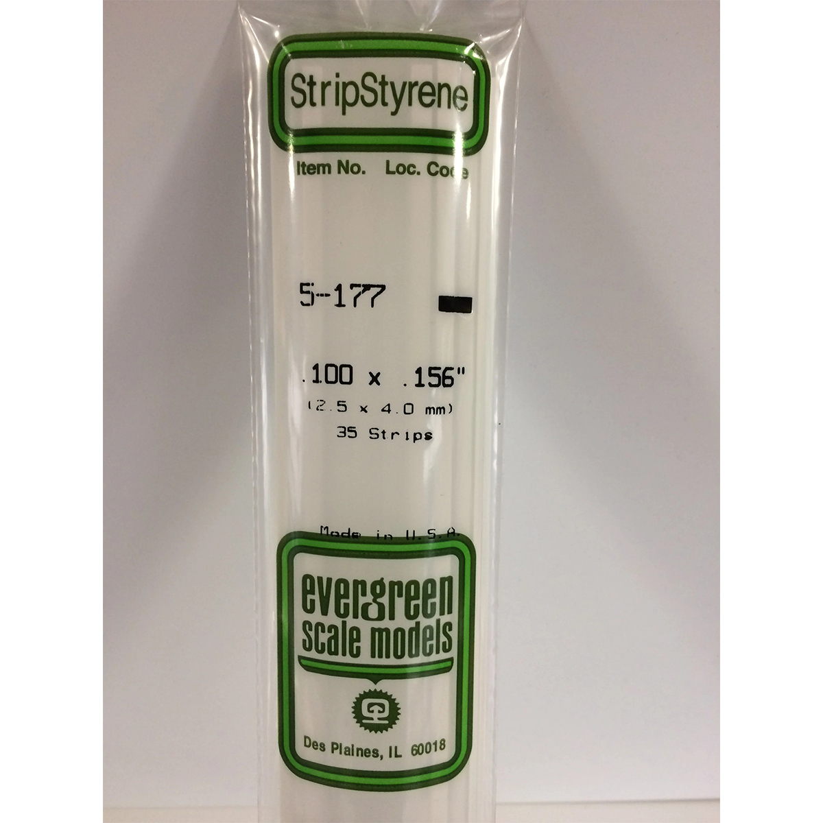 Evergreen .100 x .156 inch Opaque White Polystyrene Strip Bulk Pack of 35 EVE 5177