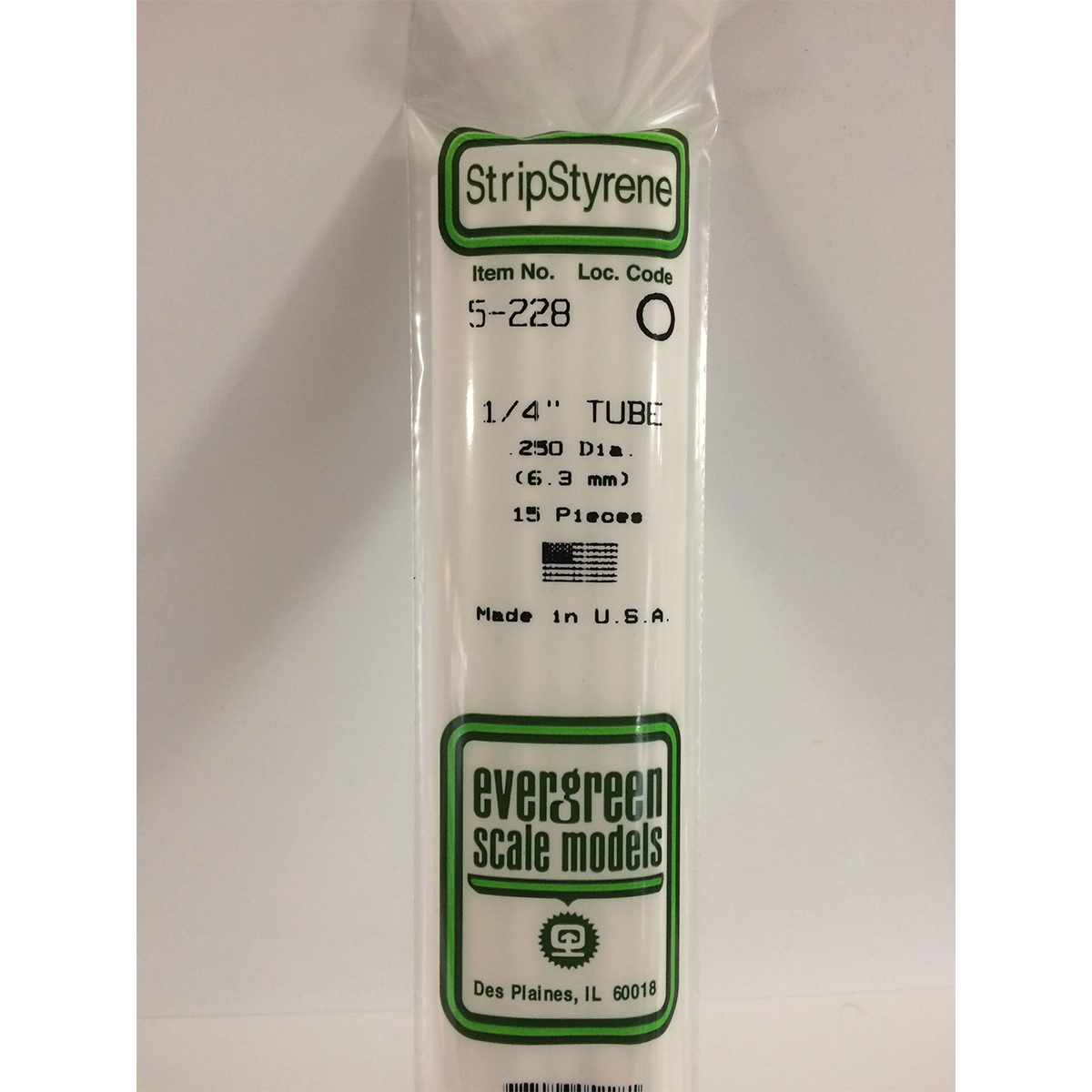 Evergreen 1/4 .250 inch Diameter Opaque White Polystyrene Tube Bulk Pack of 15 EVE 5228