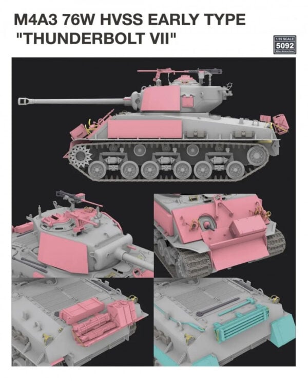 RyeField Model 76W HVSS Early Type Thunderbolt VII 1/35 Scale RM-5092