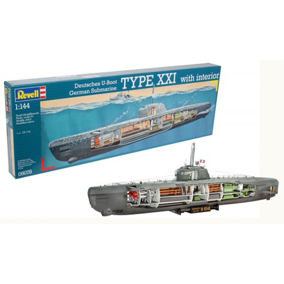Revell German Submarine U-Boat Type XXI with Interior 1/144 Scale