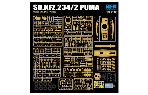 Sprue Tree Ryefield Sd.kfz 234/2 Puma with Engine Parts 1/35 Scale RM-5110