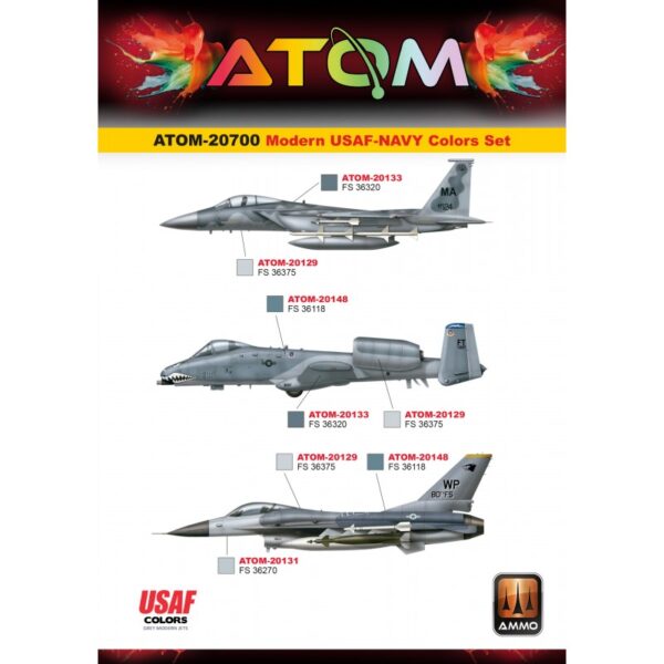 Ammo by Mig ATOM Modern USAF NAVY Colors Paint Set ATOM-20700